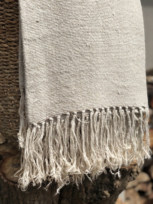 Throw-Natural-Alder Handloomed 100%Linen 130X190Cm