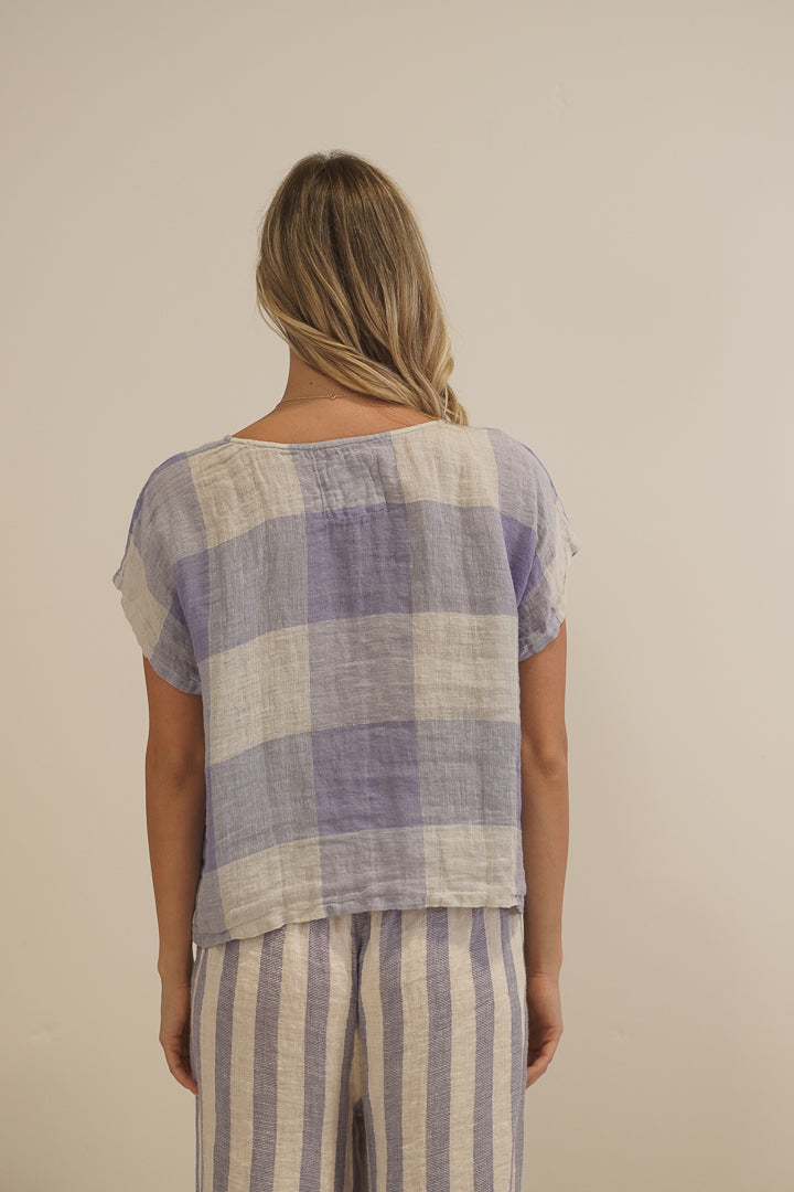 Barbara Top Heather Blue Check