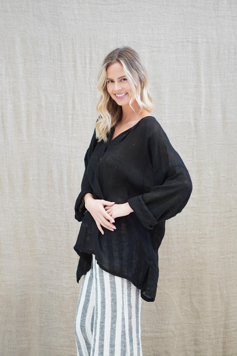 Cecilia Buttoned Top Black