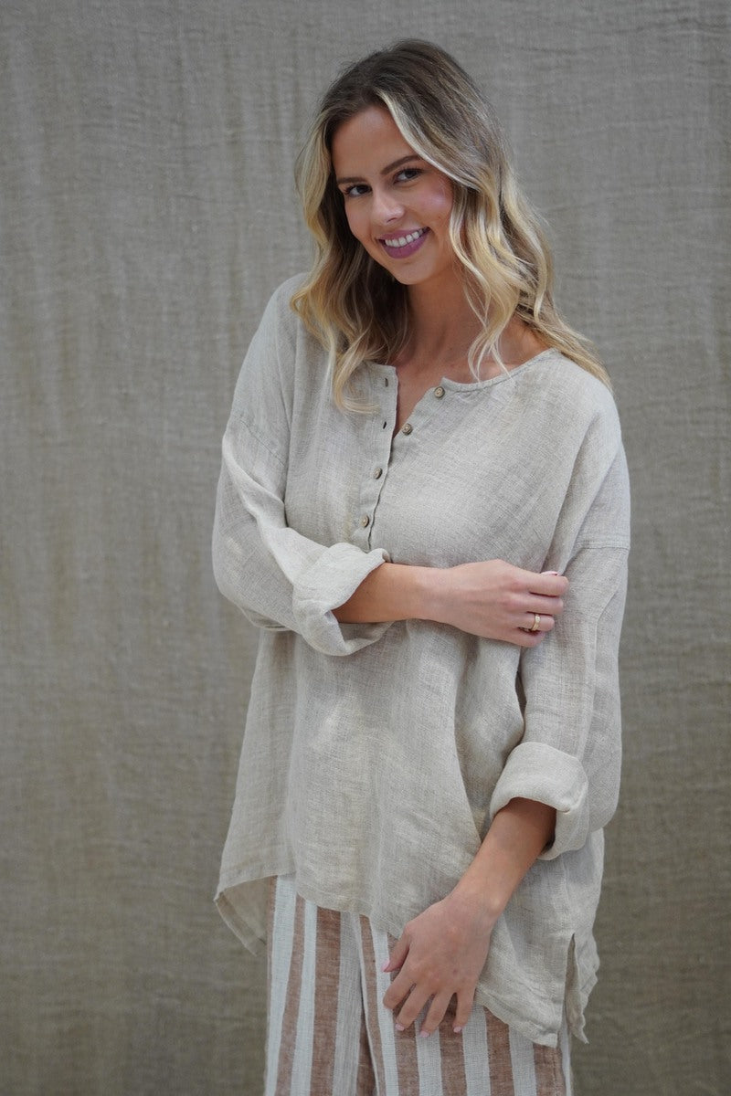 Cecilia Buttoned Top Natural