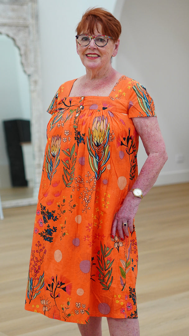 Protea Print Nightie Orange