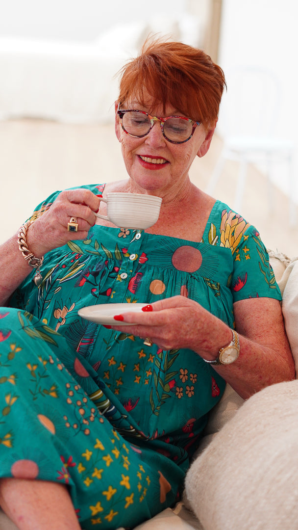 Protea Print Nightie Teal