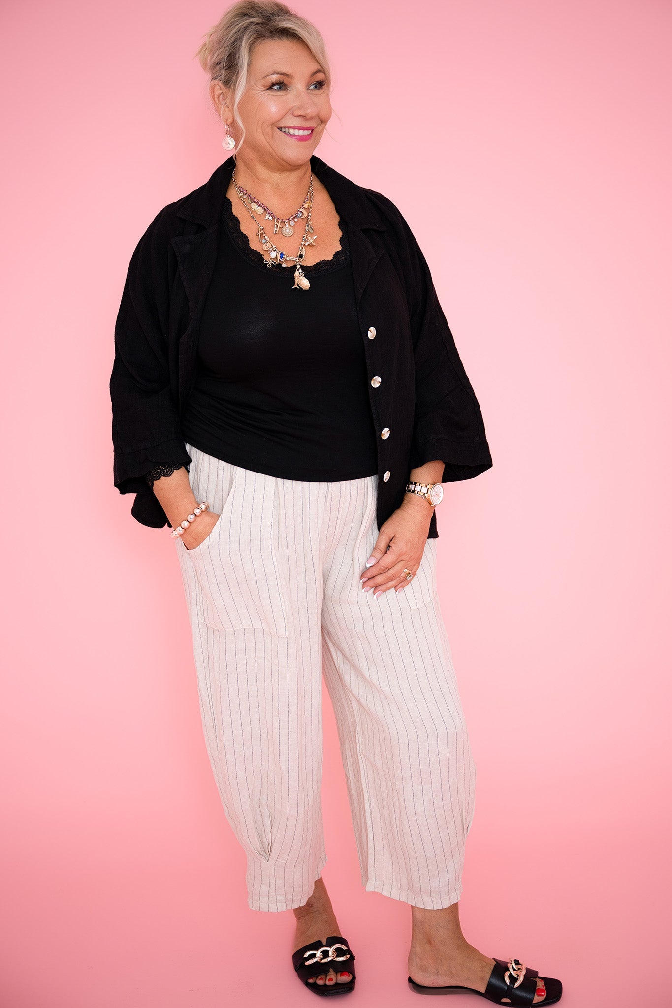 Katie Summer Linen Top | Black