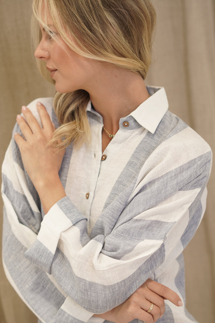 Giana Shirt Dress Corn Blue Stripe