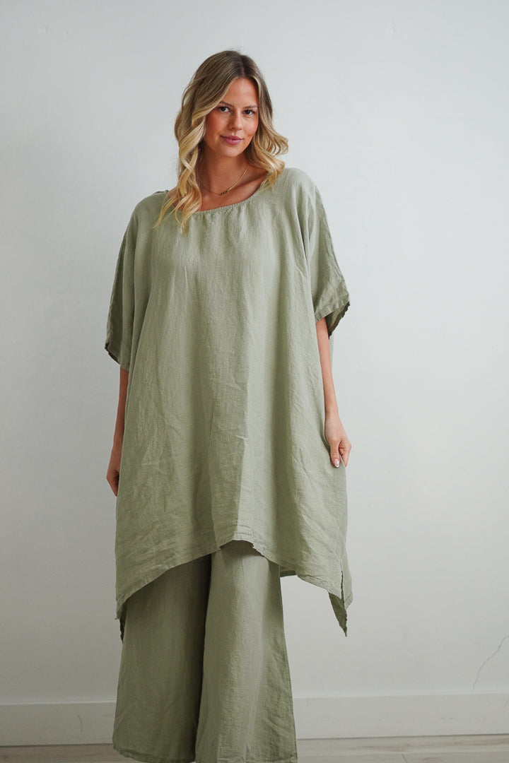 Maria Oversized Short Kaftan Desert Sage