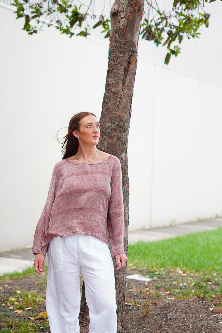 Valentina Top Mahogany & Natural Stripes