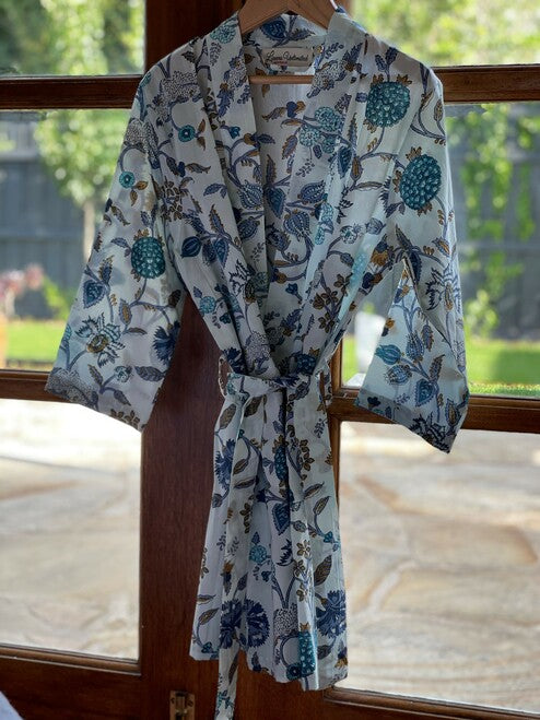 Blue & White Girl'S Kimono/Dressing Gown (Pack Of 4)
