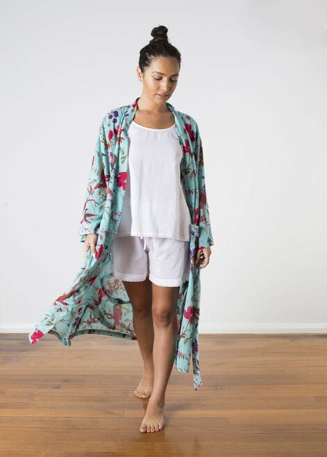 Bird Print Aqua Kimono Child Pack Of 4