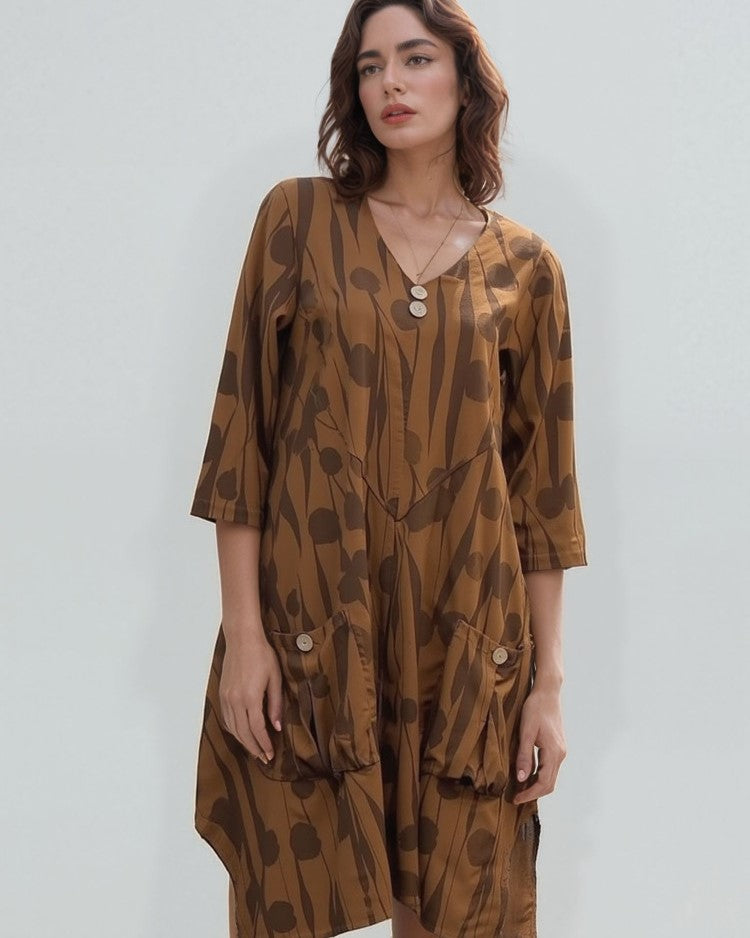 6121 Button Pocket Short Sleeve Dress