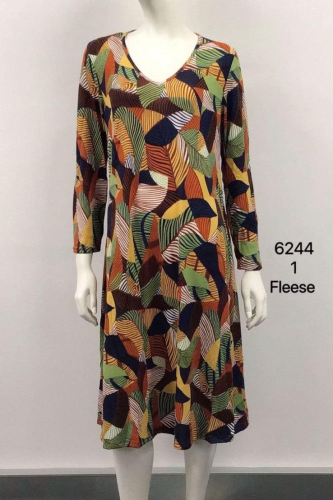 Long Sleeve Knee-Length Fleece Dress