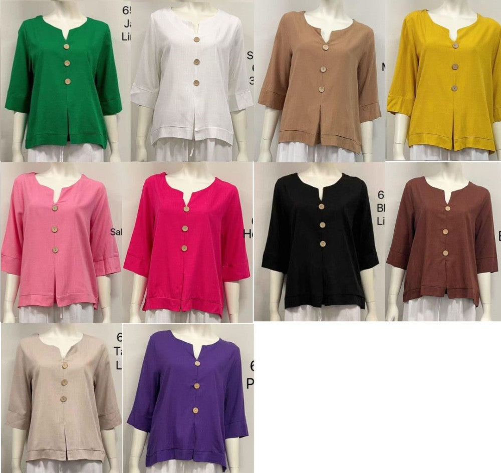 Quarter Sleeve Button Top