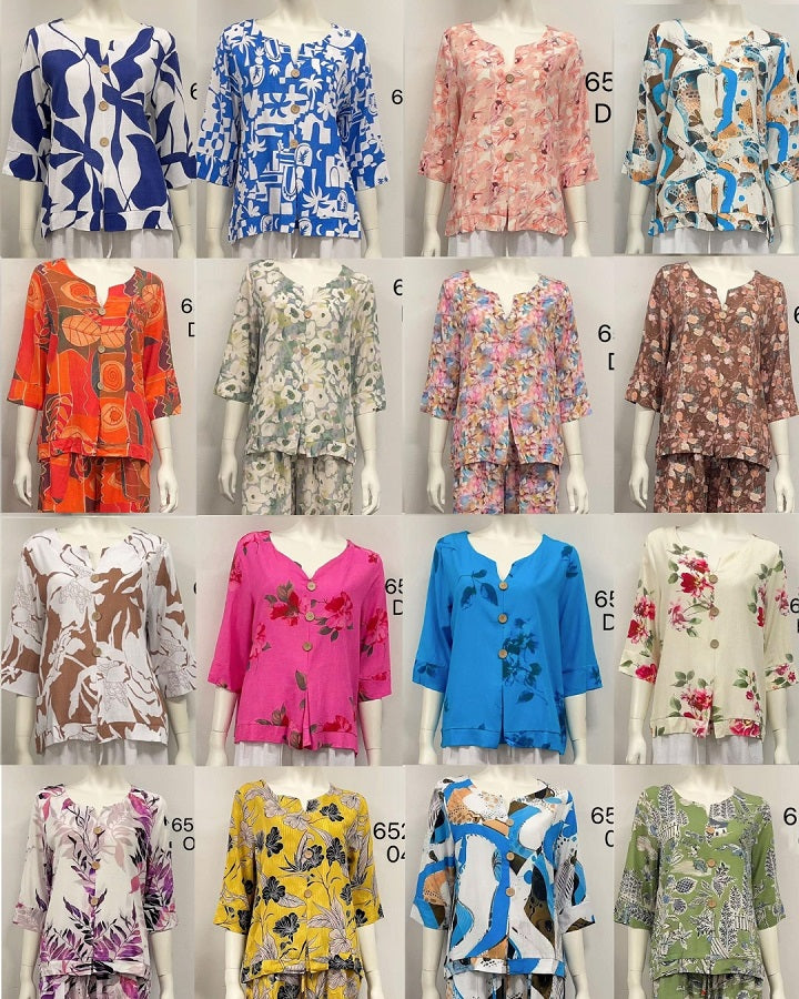 Quarter Sleeve Button Top