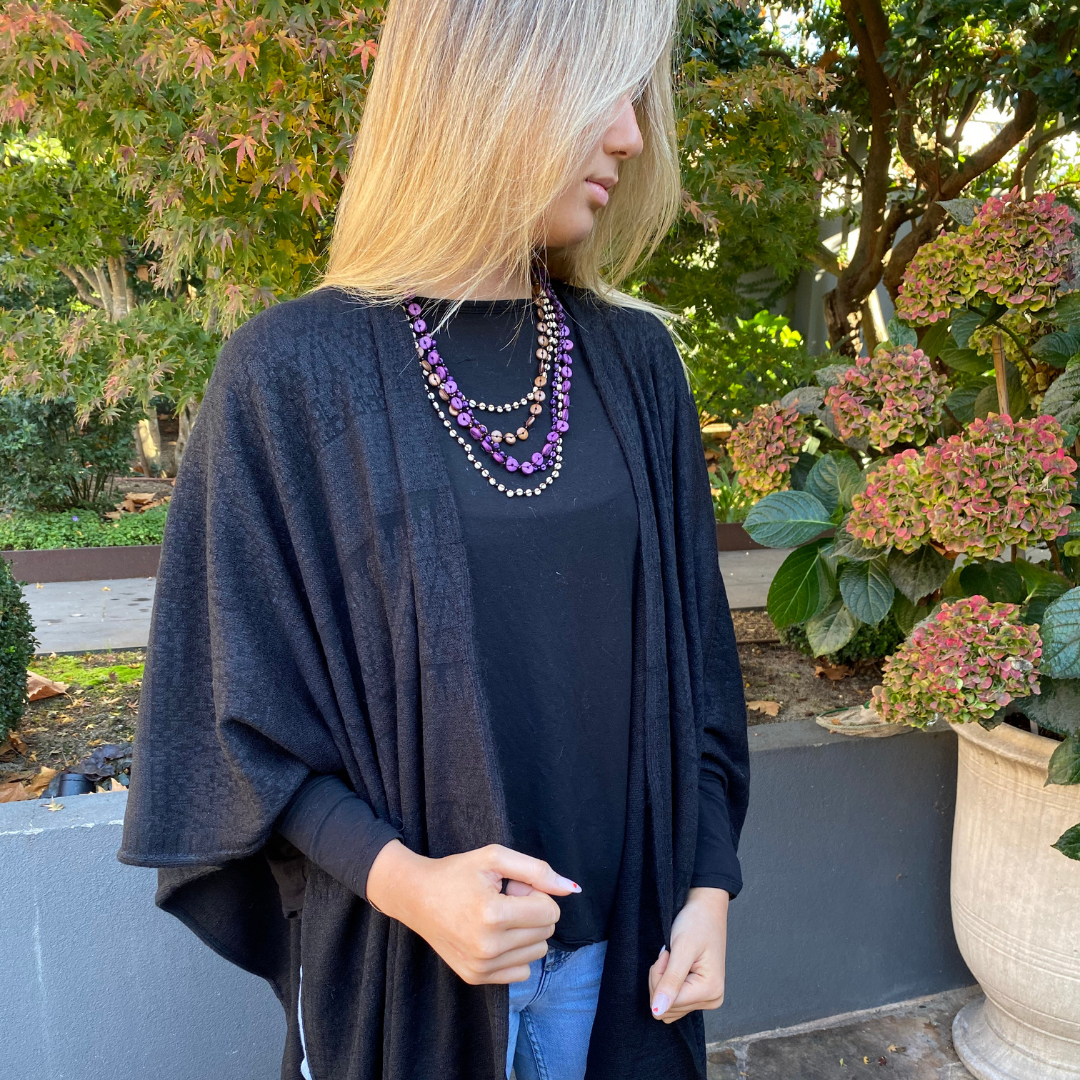 Knit Wrap Loose Cardigan - 26-260