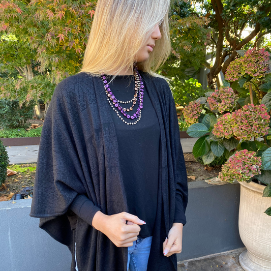 Knit Wrap Loose Cardigan - 26-260