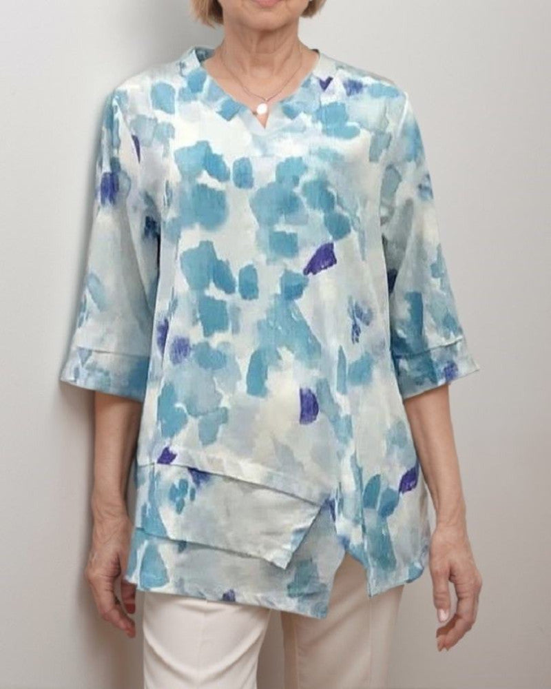 Diamond Neck Medium Sleeve Top