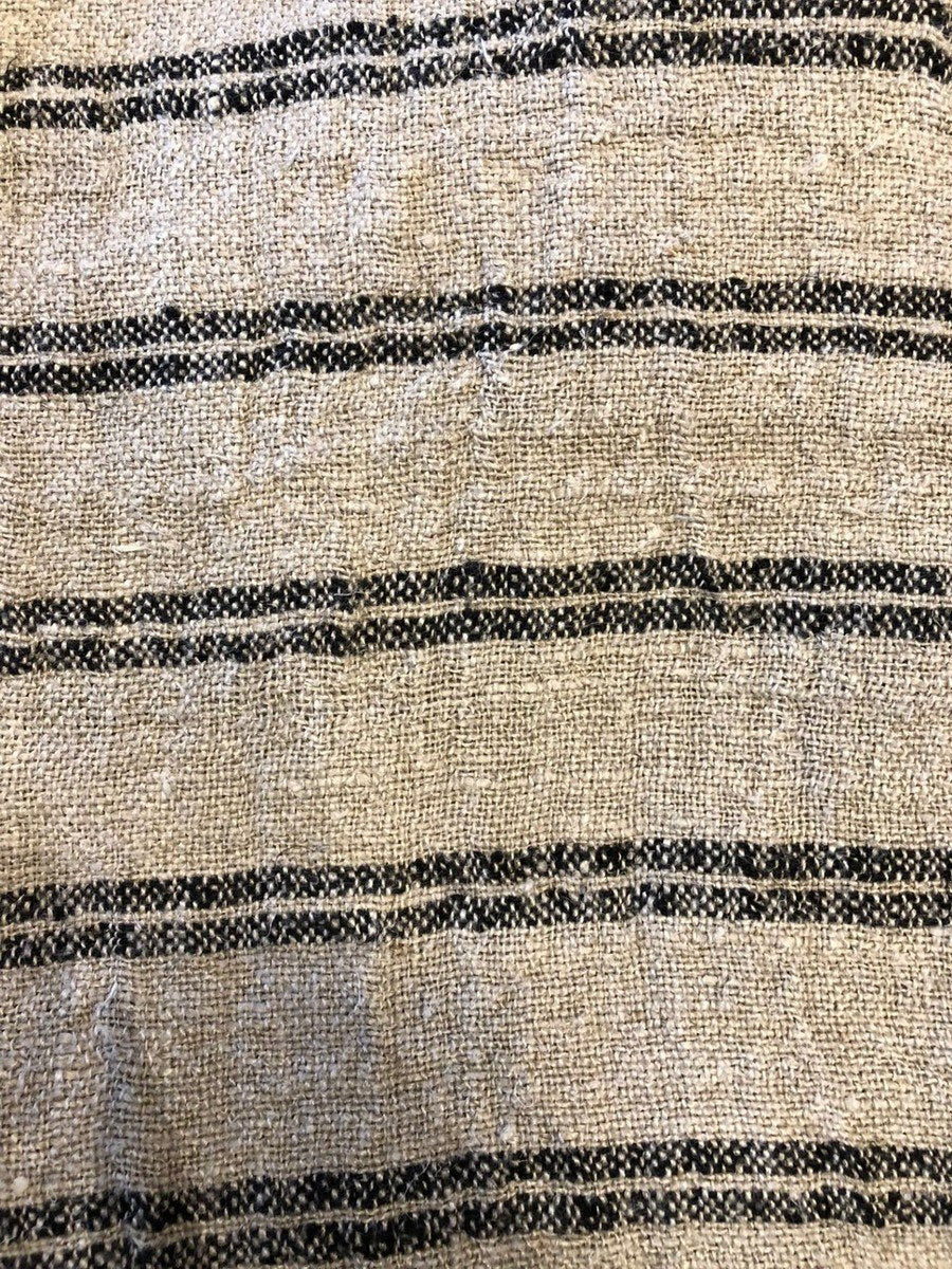 Table Cloth/Bed Throw Handloomed - Black Stripes