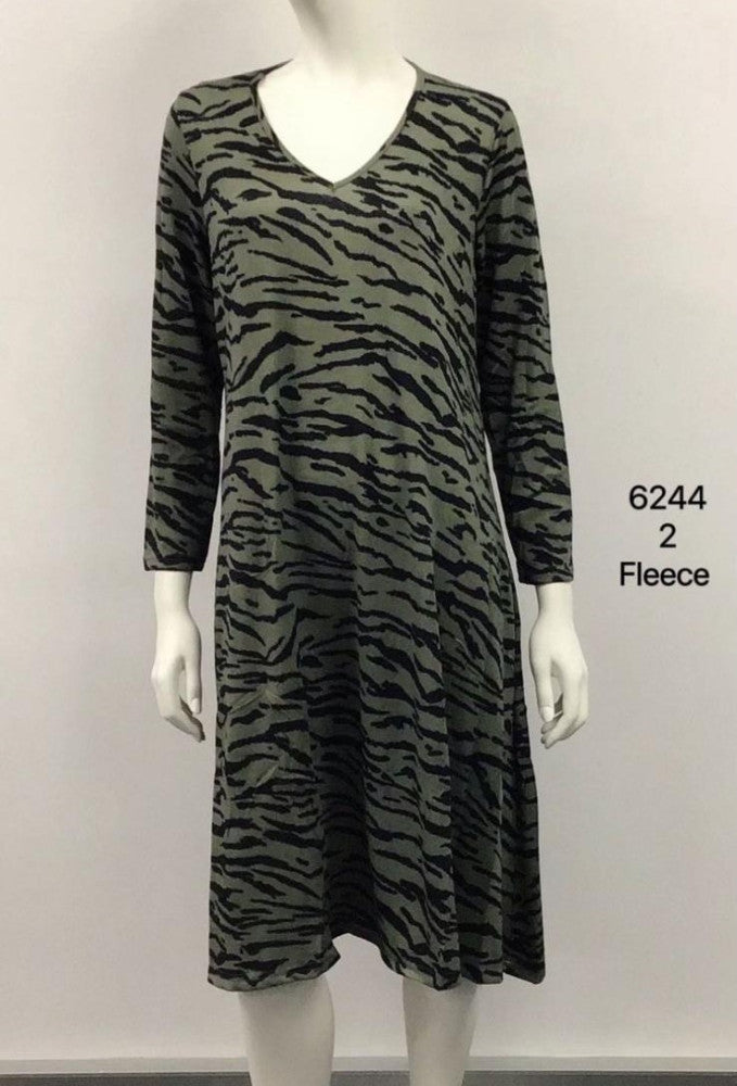 Long Sleeve Knee-Length Fleece Dress
