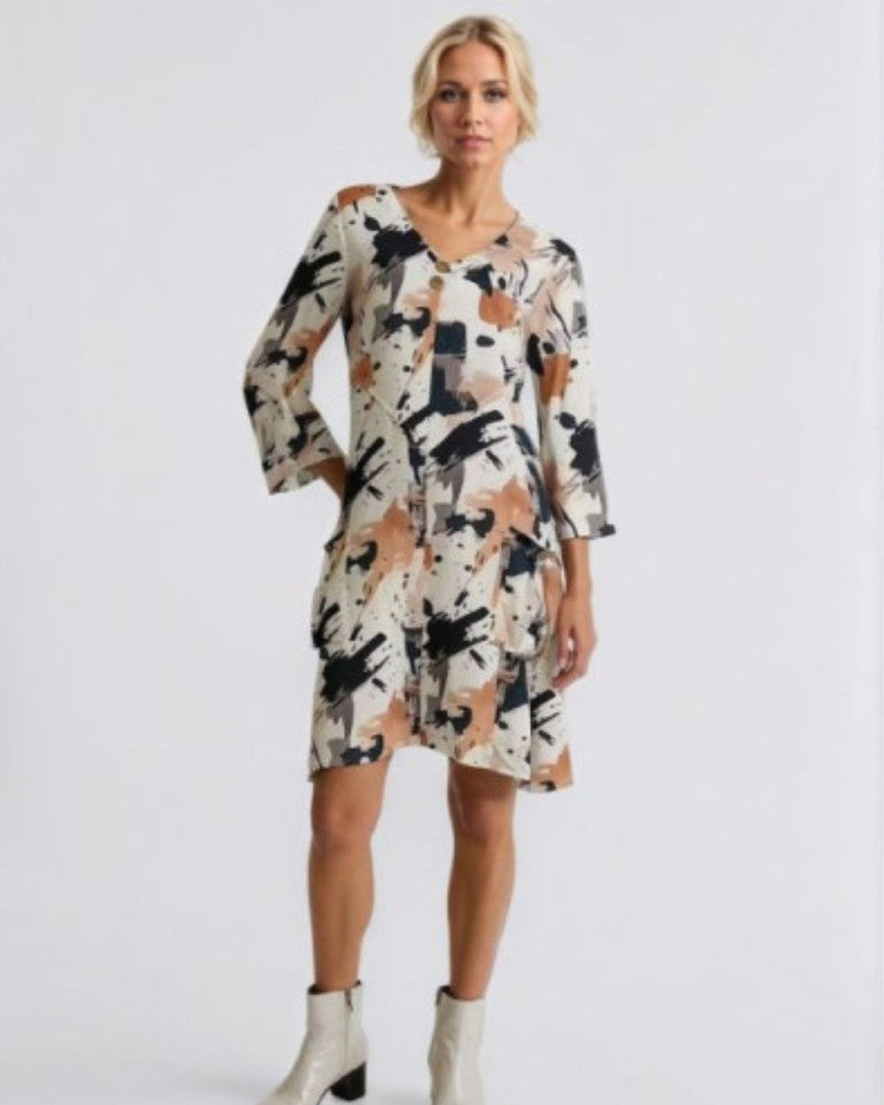 Button Pocket Long Sleeve Dress
