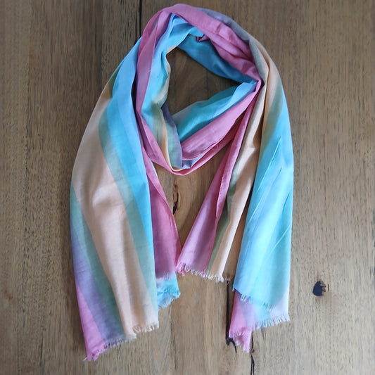 Blending Striped Dye - Pure Cotton Scarf 16028