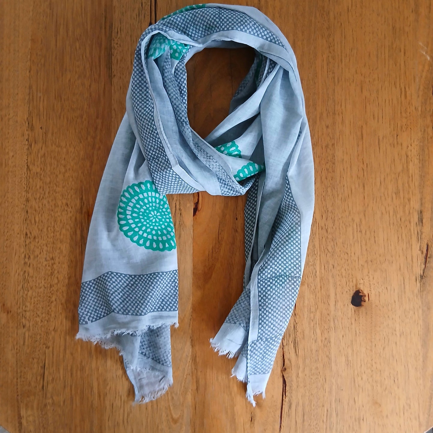 Checkers Border and Design - Pure Cotton Scarf 14456