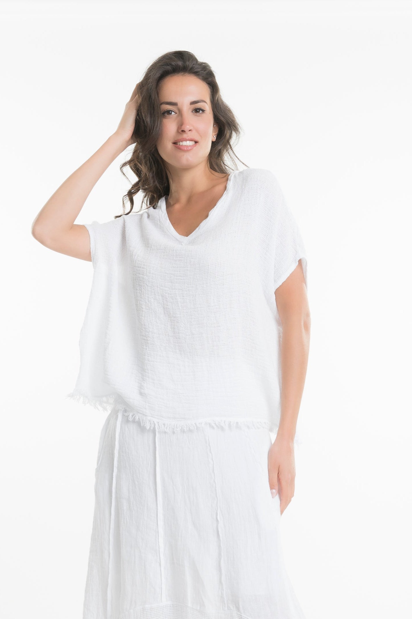 V-Neck Woven Tee