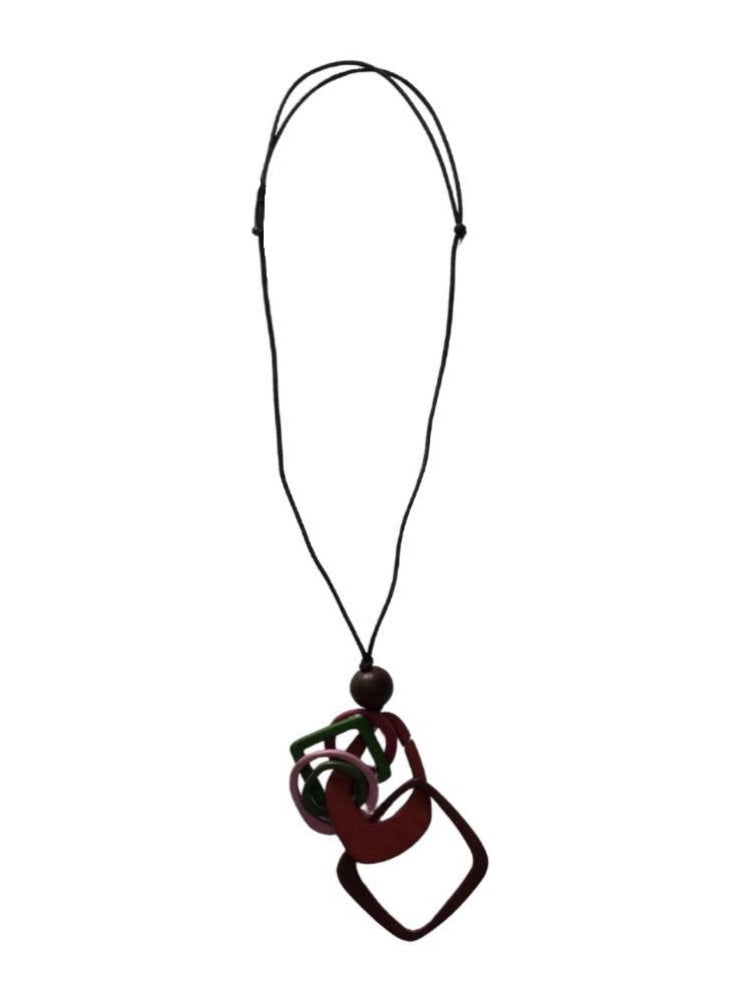 Wooden Chained Wooden Beaded Necklace N6-5325
