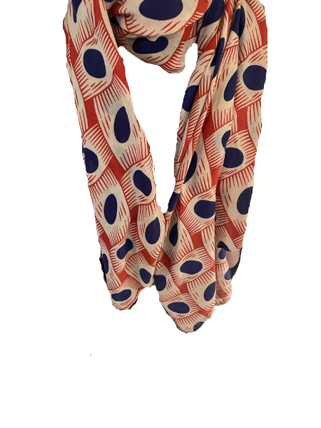 Soft Viscose Scarf - Navy/Red 332321