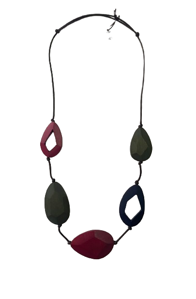 Whimsical Simple Wooden Beaded Necklace N6-6068CLU