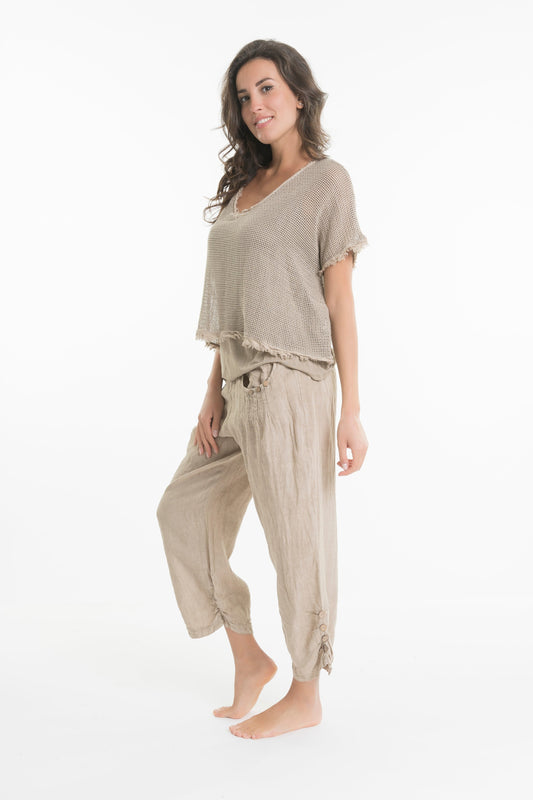 Button Linen Pants