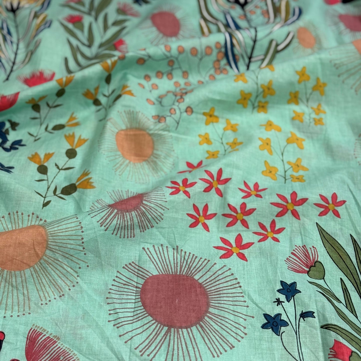 Protea Print 3/4 Pj Set Turquoise