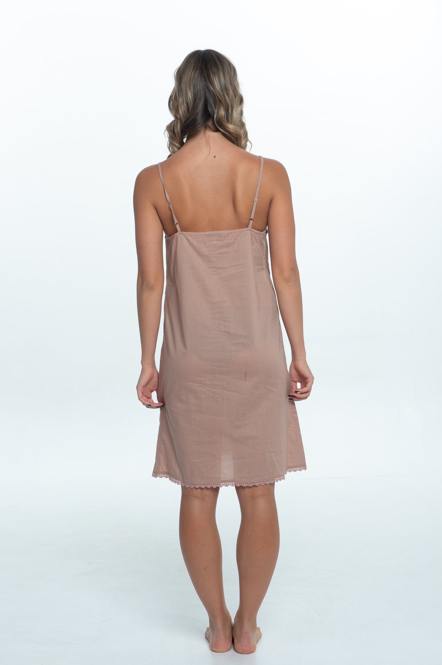 Lulu Dusky Pink Slip With Lace Hem