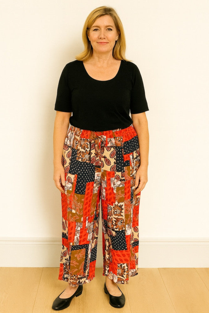 Elastic Waist Rayon Print Pants