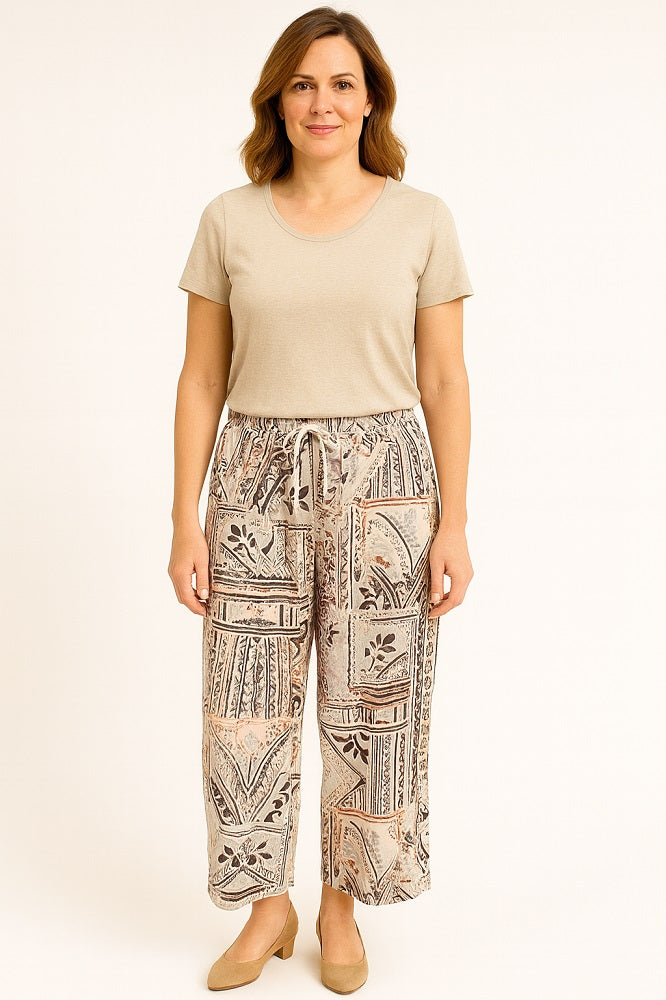 Elastic Waist Rayon Print Pants