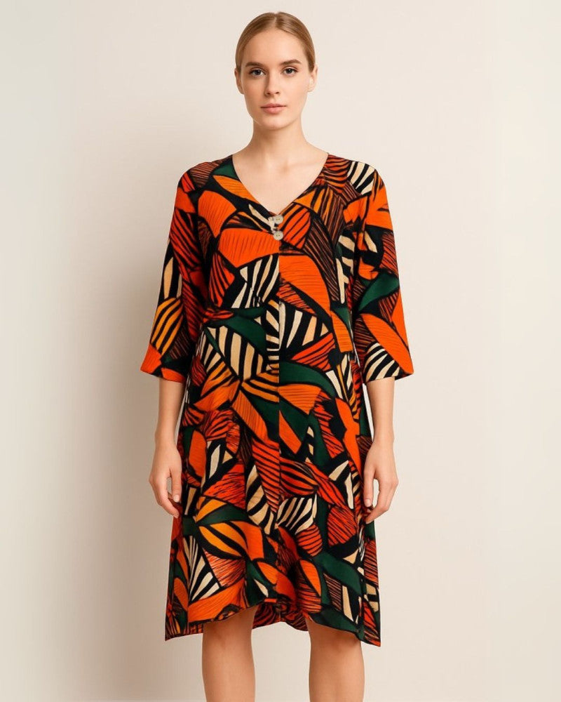 6121 Button Pocket Short Sleeve Dress