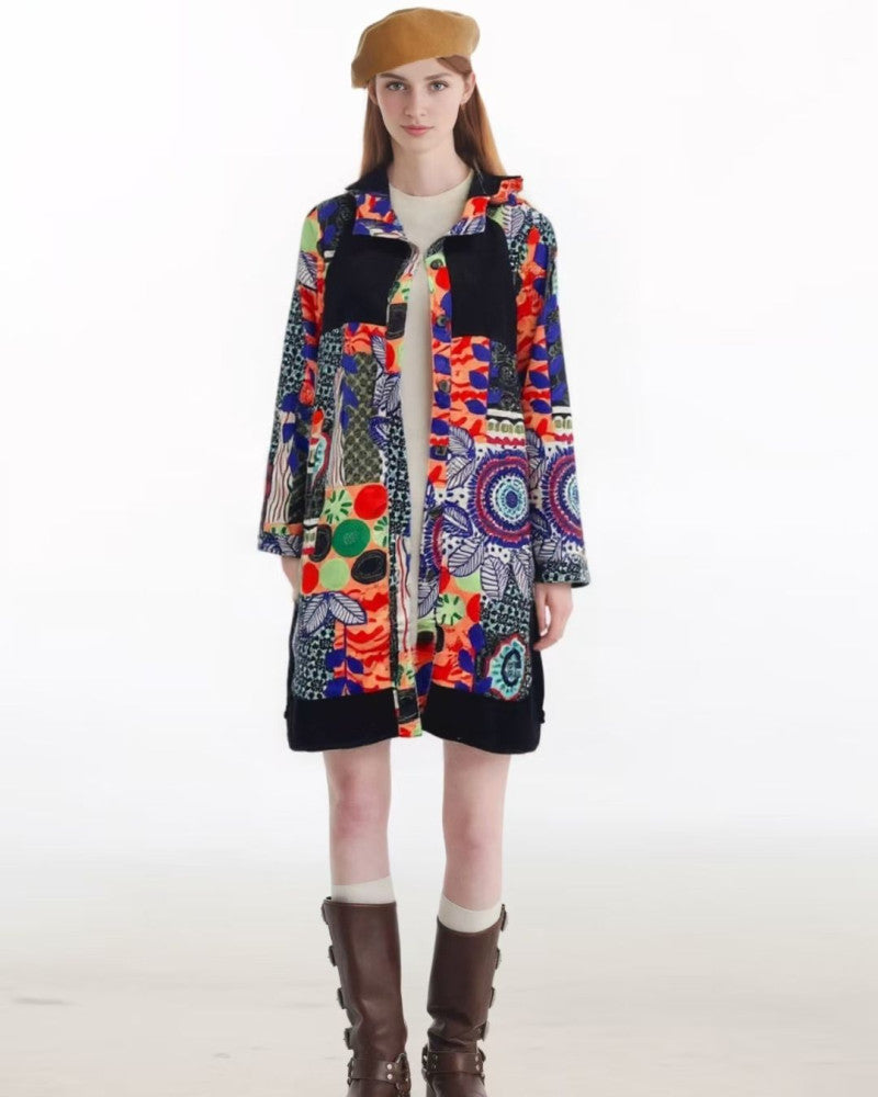 Printed Hooded Cotton Coat