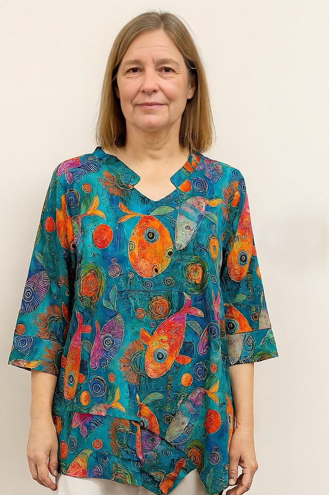 Asymmetric Hem Linen Blend Top
