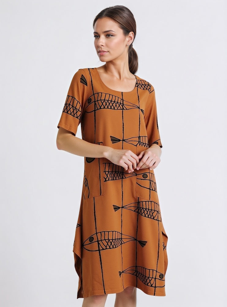 Round-Neck Dress with Pocket