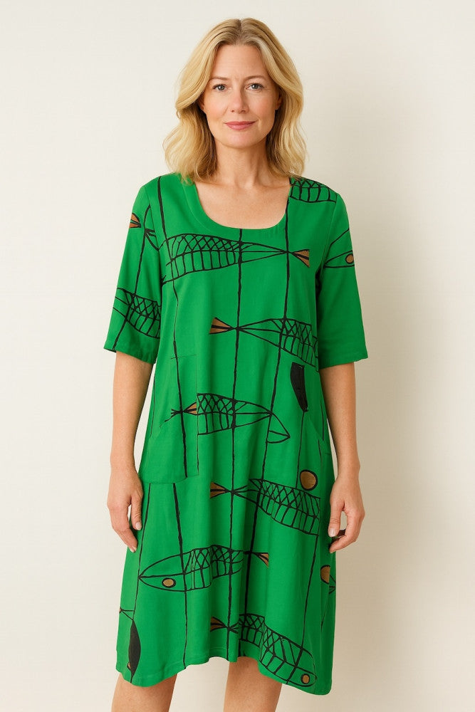 Round-Neck Dress with Pocket