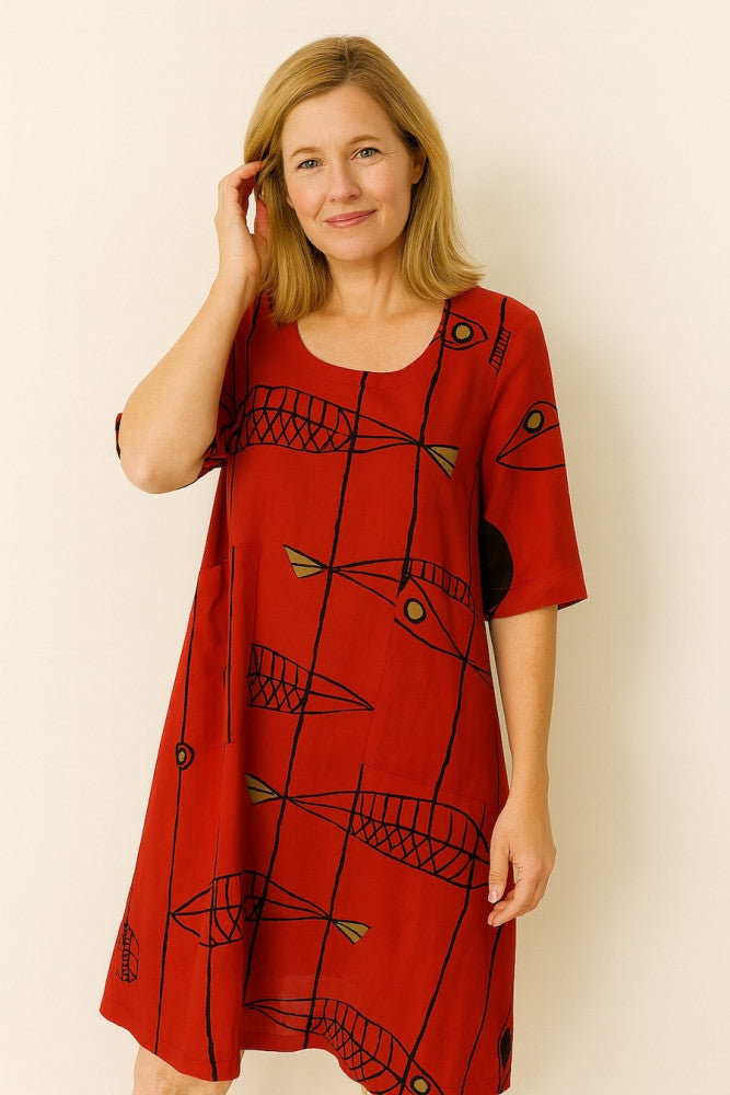Round-Neck Dress with Pocket