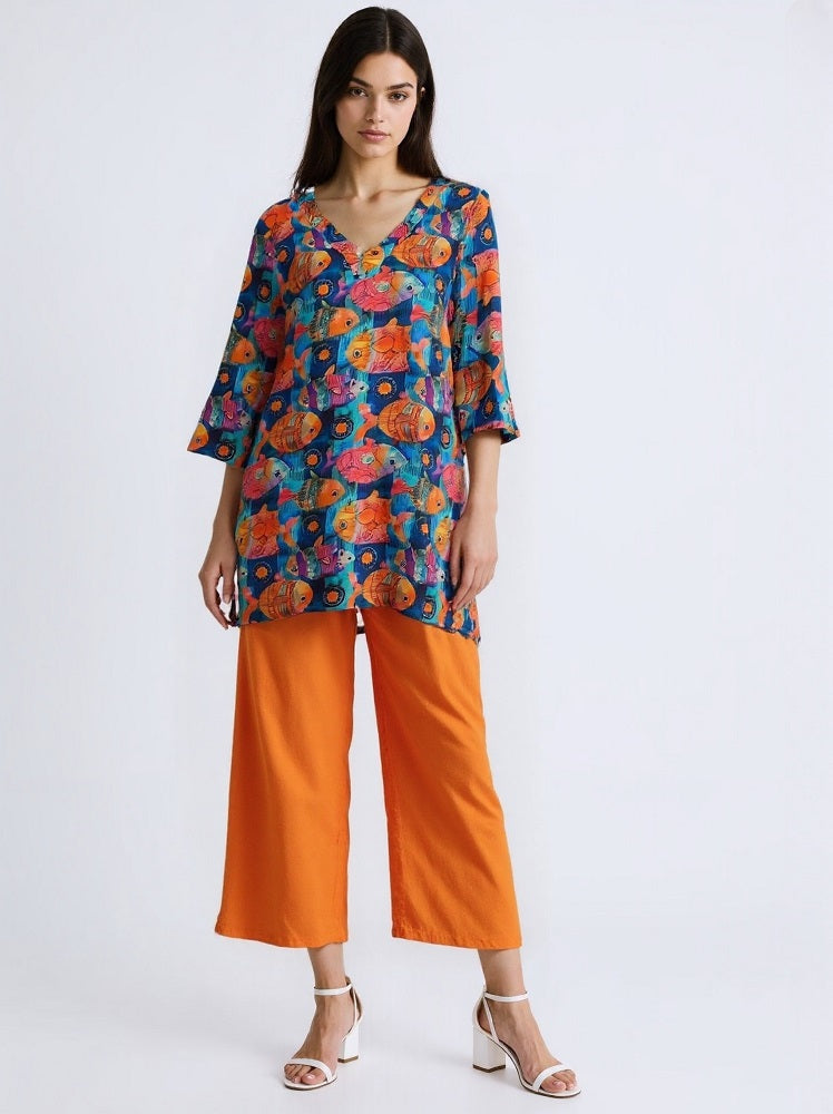 Printed Linen Top
