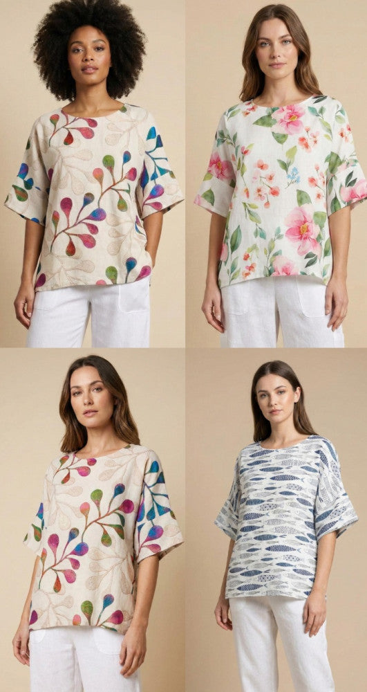 Relaxed Print Linen Top