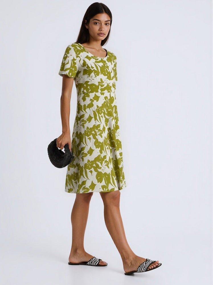 Round Neck Midi Rayon Dress