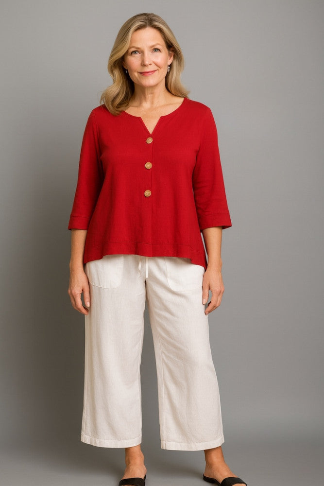 Quarter Sleeve Button Top
