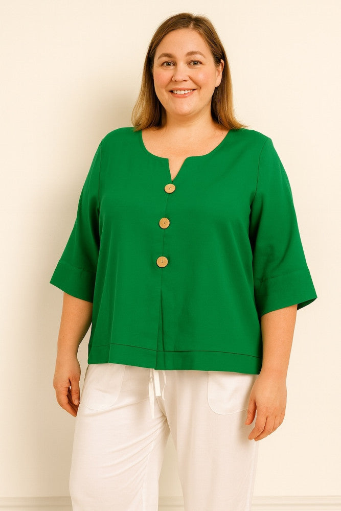 Quarter Sleeve Button Top