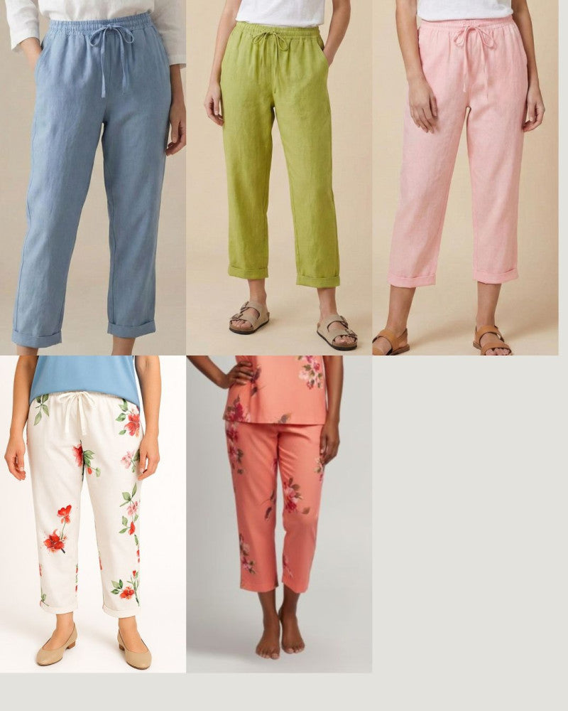 Elastic Waist Drawstring Relaxed Cotton Pants