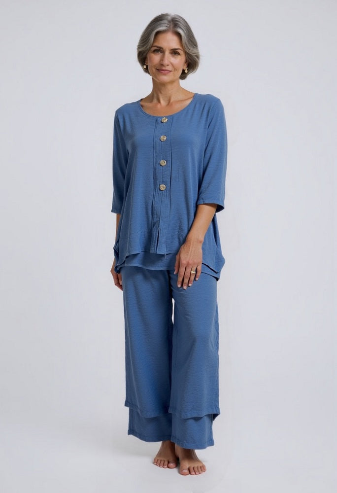 Breeze Button Layered Hem Top