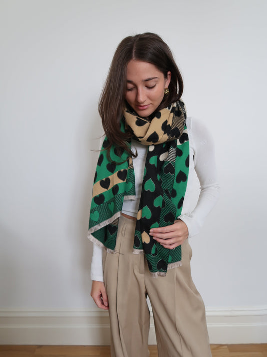 Jaquard Brushed Soft Touch Heart Scarf - 65441