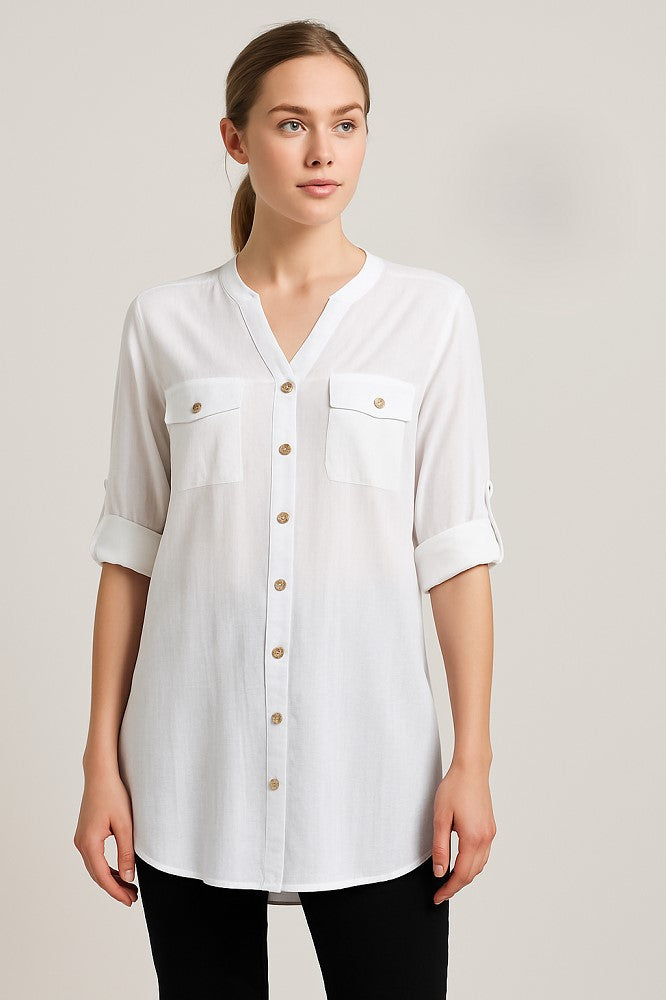 Longline Roll Sleeve Shirt