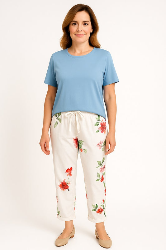 Elastic Waist Drawstring Relaxed Cotton Pants