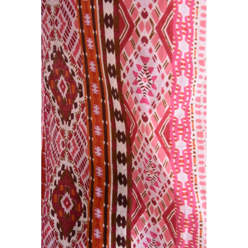 Palme V Neck+3/4 Sleeves Cotton Shirt - Rose Fonce 65943